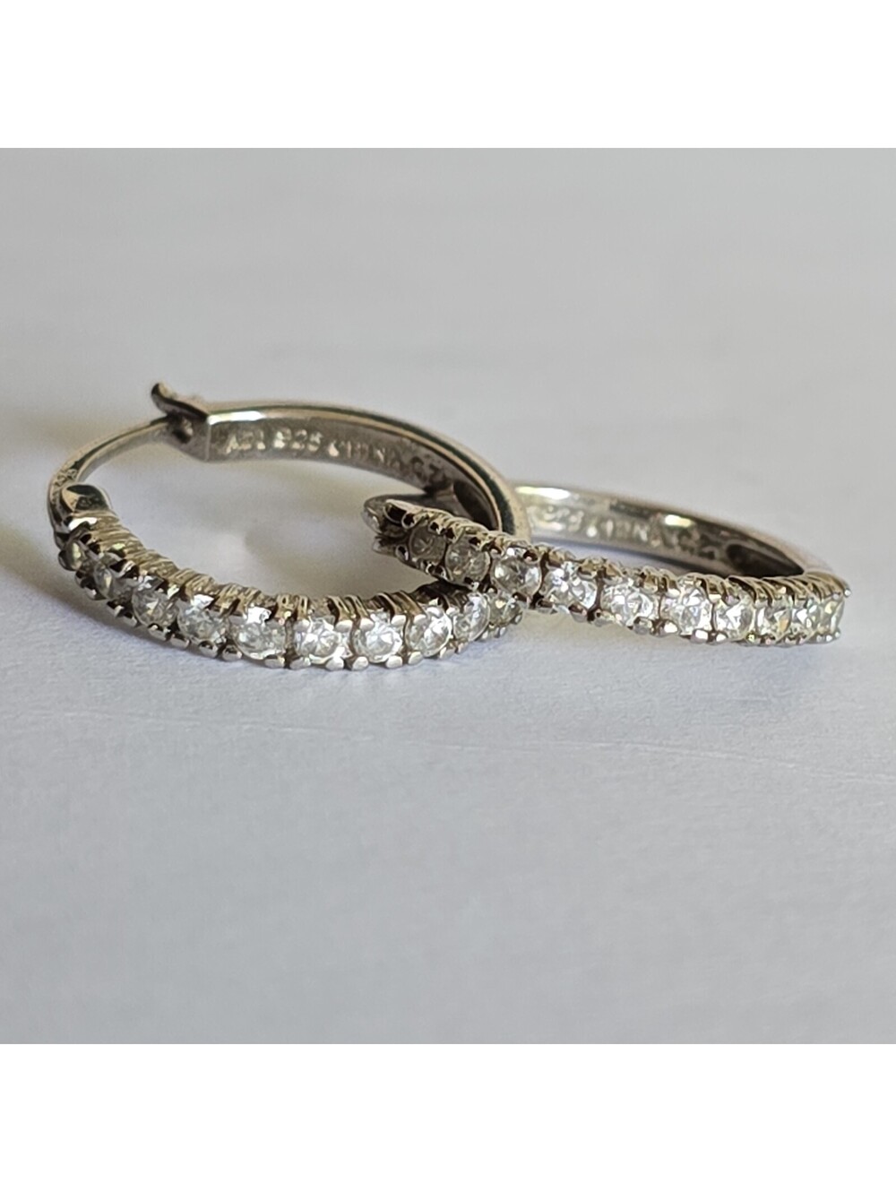 925 China Sterling Silver CZ hoop earrings